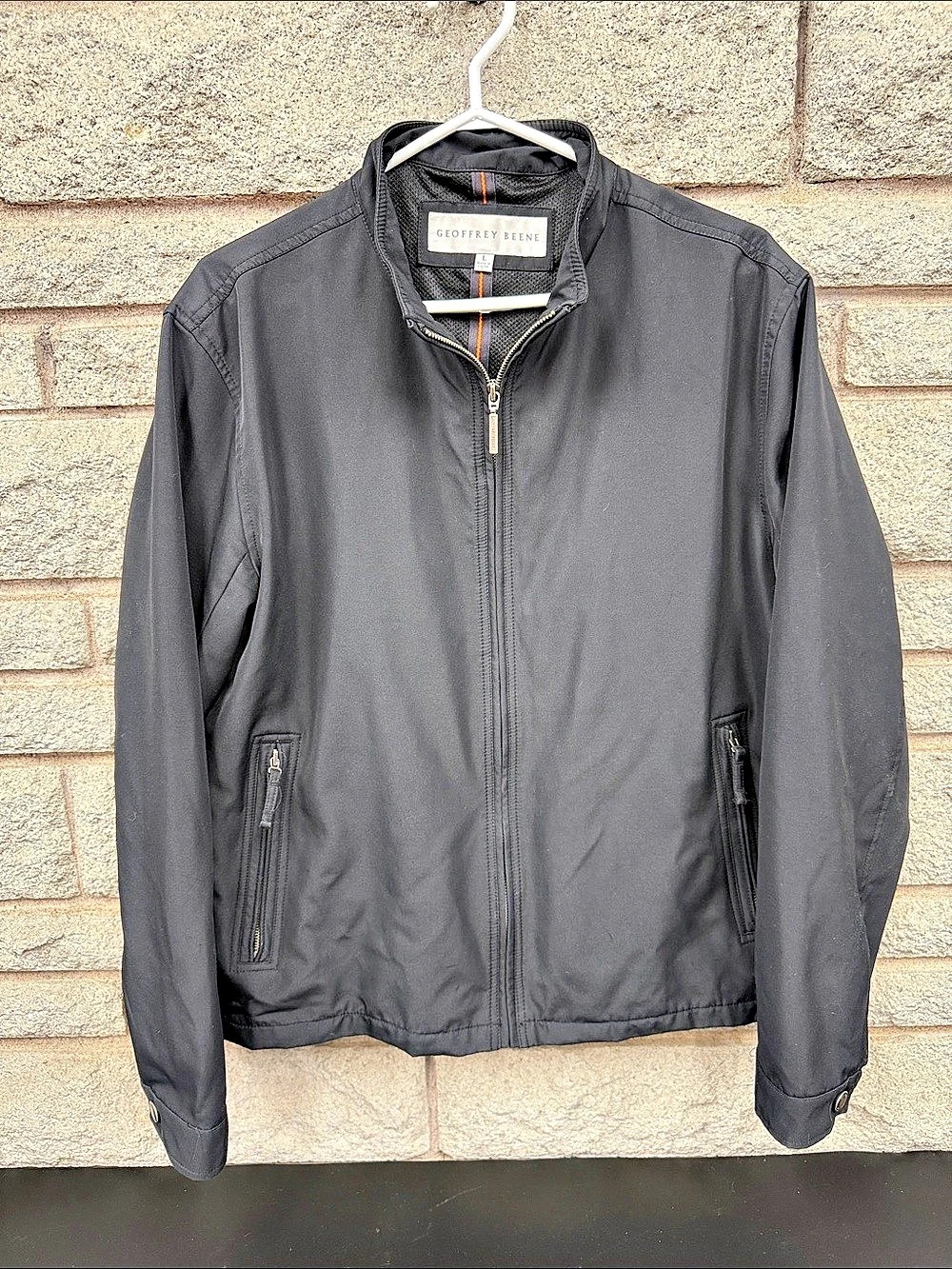 Geoffrey Beene Men’s Large Black Lightweight Full Zip Jacket Mesh Lined